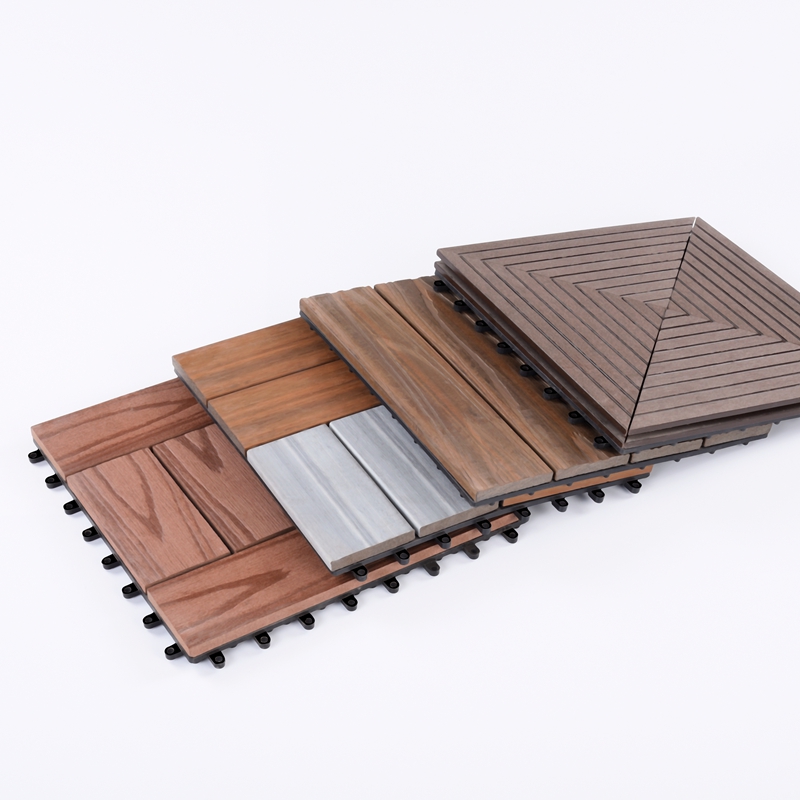 Ramah lingkungan WPC ECP Deck Tiles Anti-slip Plastic DIY Flooring