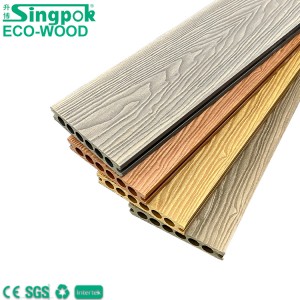 Outdoor Round Hole Decking WPC Deep Embossing Wood Grain Decking