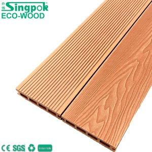 Outdoor Round Hole Decking WPC Deep Embossing Wood Grain Decking